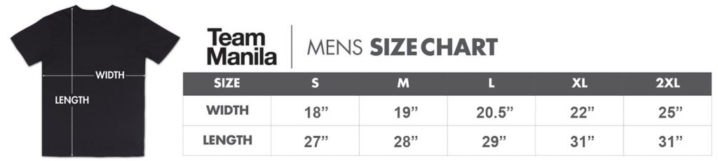2020 Size Chart Mens (slim)